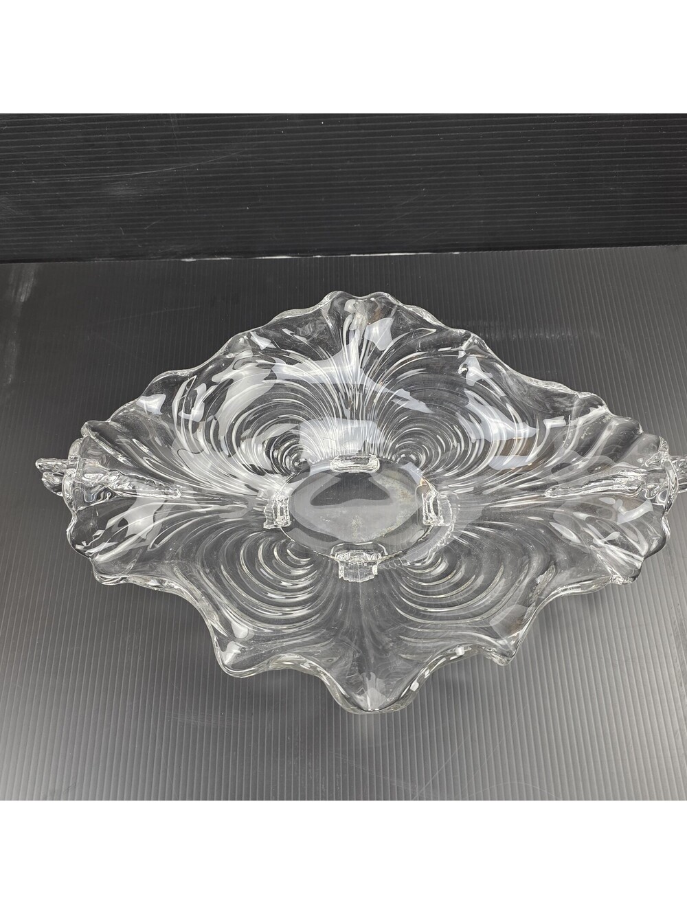 Cambridge Glass CAPRICE Oval Console Centerpiece Bowl Ruffle Rim Mold 66 Footed